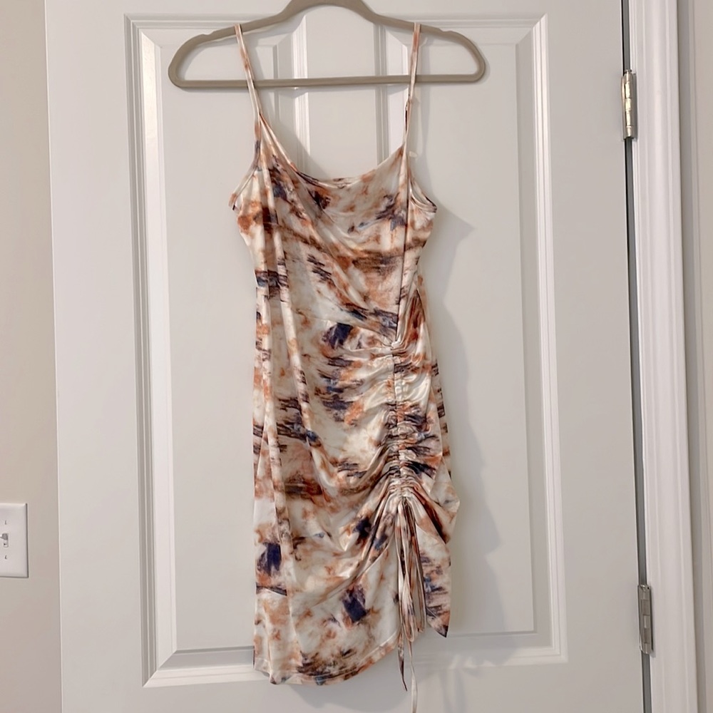 Cowl neck satin dress